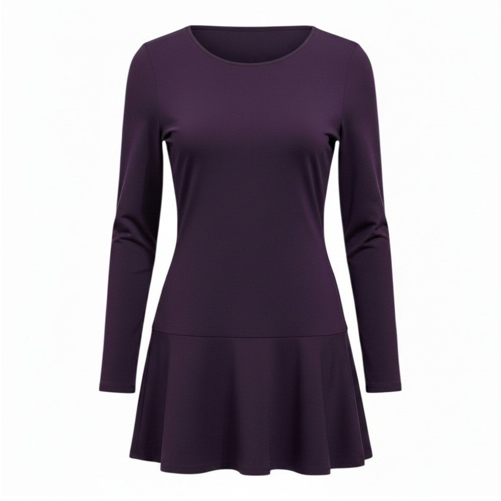 Susana Monaco Fit and Flare Dress Purple Long Sleeve Drop Waist - XS
